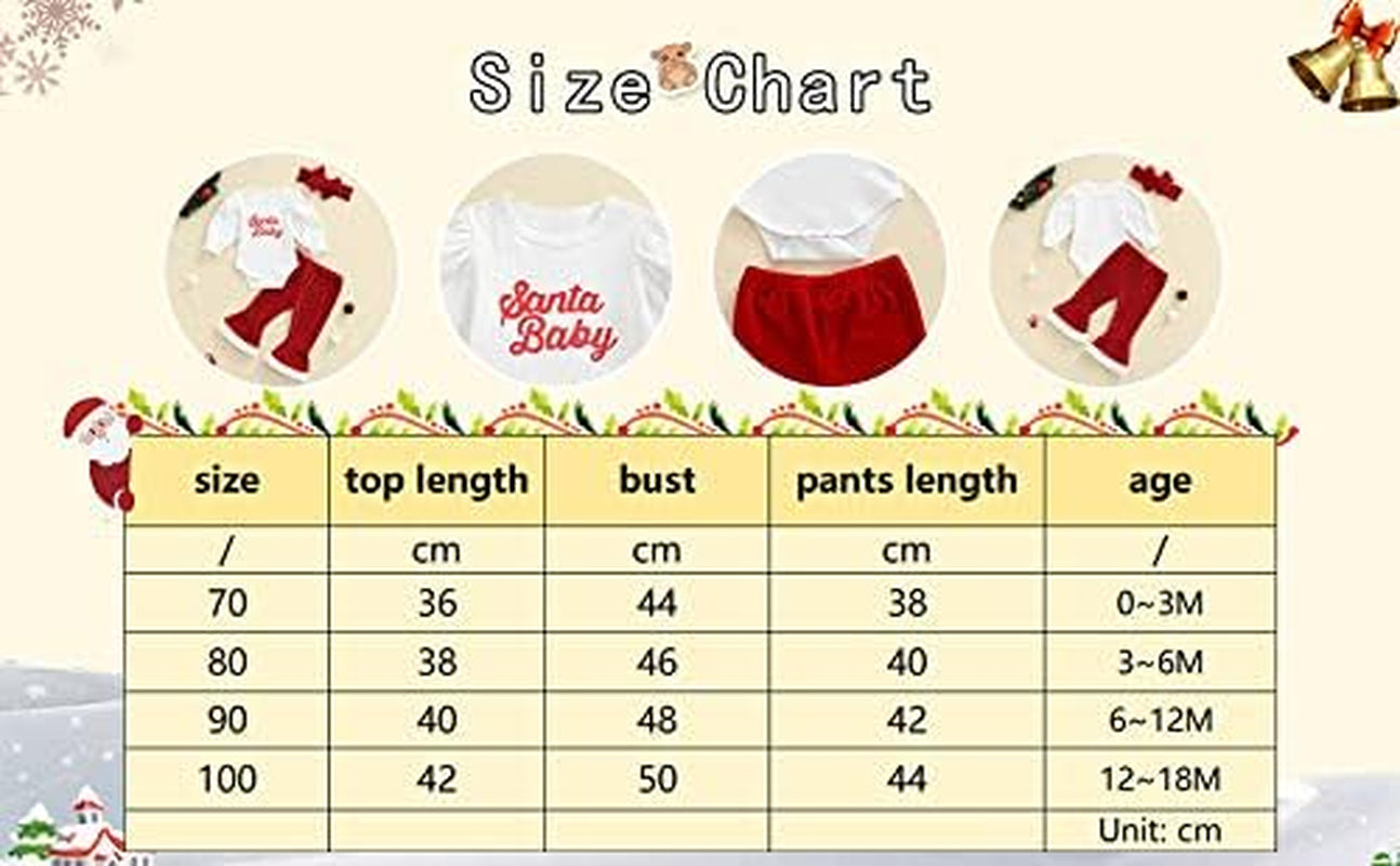 Newborn Baby Girls Christmas Outfits Long Sleeve Solid Color Romper Velvet Flared Pants with Headband Fall Winter Clothes